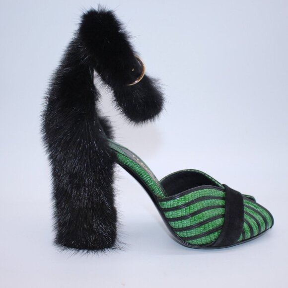 Salvatore Ferragamo FATA Reptile-Effect Leather Sandals Mink Pumps $1,500 6.5 M - Picture 6 of 11